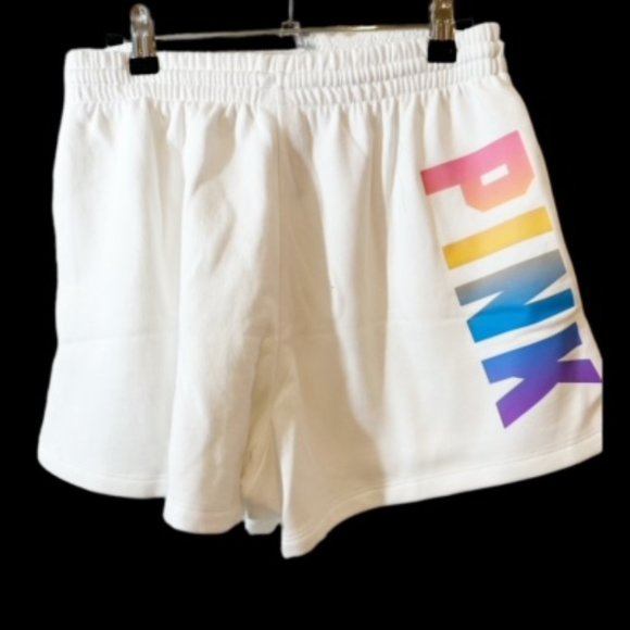 PINK Victoria's Secret Pants - Pink Victoria's Secret NWT MEDIUM 3.5" Campus Sweat Shorts White with Colors